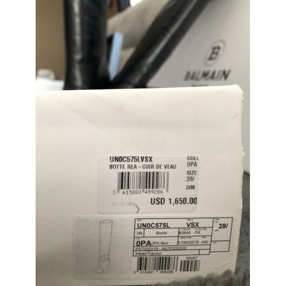 BALMAIN Black Smooth Leather Rea Boots Size EU:39.5 - Picture 11 of 12